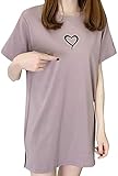 Women's Dresses Frauen Beiläufige Lose Kurzarm Rundhals Herz Druck T-Shirt Mini Kleid Valentinstag Sexy Kurzes Kleid (Color : Purple, Size : XL)