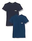 Emporio Armani Underwear Mens 2-Pack Monogram T-Shirt, Marine/Opal, L