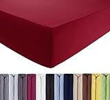 ENTSPANNO Jersey-Luxus-Spannbettlaken 180 x 200 | 200 x 200 | 200 x 220 cm für Wasser- und Boxspringbett in Wein-Rot aus Baumwolle. Spannbetttuch mit Einlaufschutz, bis 40 cm hohe M