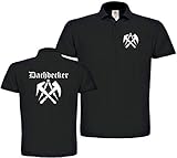 Herren Polo-Shirt Dachdecker Zunftwappen XS bis 4XL (L, Schwarz)