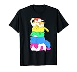 Schnurrbart Regenbogen LGBT Katzenstapel Lustige Katze T-S