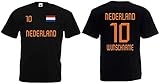 Holland-Nederland Herren T-Shirt EM 2020 Wunschname & Nummer Trikot Look Style Schwarz M