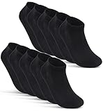 10 Paar Sneaker Socken Herren Damen Schwarz Weiß Grau Baumwolle Mesh 16510 (43-46 Schwarz)