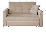 Mirjan24 Sofa Viva II Lux mit Schlaffunktion, Bettsofa, 2 Sitzer Polstersofa mit Bettkasten inkl. Kissen, Schlafsofa Sofagarnitur, Wohnlandschaft, Farbauswahl (Sofia 03)