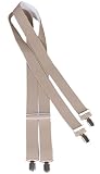 FASHION YOU WANT Herren Damen Long Hosenträger Y Form Style 3er Clips elastisch Schmal Unifarbe und Bunt mit verschiedenen Motiv (4er beige)