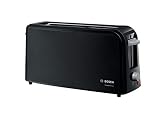 Bosch Langschlitz-Toaster CompactClass TAT3A003, integrierter Edelstahl-Brötchenaufsatz, mit Abschaltautomatik, mit Auftaufunktion, perfekt für 2 Scheiben Toast, Liftfunktion, breit, 980 W, schw