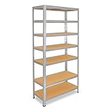 shelfplaza® HOME Schwerlastregal 155x110x23cm verzinkt/Metallregal mit 7 Böden/als Kellerregal, Garagenregal, Werkstattregal oder Lagerregal/Steckregal Metall mit 125kg Tragk