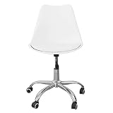 Zolta Ergonomischer Bürostuhl | Kunststoff Schreibtischstuhl, Höhenverstellbar Drehstuhl | Kunstleder Retro Design Stuhl | Bürosessel, Computerstuhl, Schreibtischsessel | Weiß