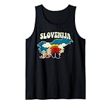 Slowenien Vintage Slowenische Landkarte Regenbogen Retro 70er Jahre Karte Tank Top