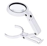 MYFSPORTS 5X 11X Lupenbrille,Lupe Mit 8 LED Licht Leselupe,Handheld-Lupe,Leselupe Tischlupe Mit Faltbarem Ständer Für Lesen Von Hobbys Und Zum Arbeiten,Big Vision B