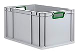 aidB Eurobox NextGen Color grün, 600x400x320 mm, Griffe offen, robuste Plastikbox aus Kunststoff mit ergonomischen Griffen, stapelbare Kunststoffkiste, ideal für die I