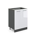 VICCO Küchenschrank R-Line Hängeschrank Unterschrank Küchenzeile Küchenunterschran Anthrazit (Weiß Hochglanz, Unterschrank 60cm)