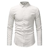 DUNQI Polohemd Büro Shirts Herren Oversize Langarm Button Down Baumwolle Regular Fit Arbeits Businesshemden Poloshirts Casual Henley Shirt mit Tasche Herbst Winter Einfarbig Freizeithemd Lang