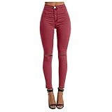 Sonojie Damen Jeans Hose Leggings High Waist Stretch Dünn Skinny Jeanshose Stretch Denim Bootcut High Waist Pants Hochbund Straight Gerader Schnitt Leggings Fitness-Hose Slim Fit Shape Solid C