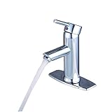 WYDM Waschtisch-Mischbatterie Waschraum-Waschtisch Einhebelmischer Chrom/Messing,mit Deckplatte，