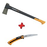 FISKARS Spaltaxt X25 + Xtract Handsäge/Grobzahnung