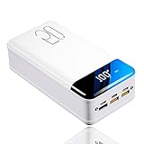 Powerbank 50000mah Externer Akku PD 18W QC3.0 USB C Power Bank Mit Power Delivery Schnellladefunktion LED-Taschenlampe Und LED-Anzeige Tragbares Ladegerät Für Handy, iPhone, Samsung, Huawei,Weiß