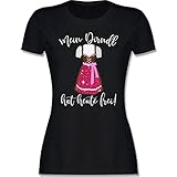 Kompatibel mit Oktoberfest Damen Trachtenshirt - Mein Dirndl hat Heute frei - Glitzer Optik - XXL - Schwarz - Fun - L191 - Tailliertes Tshirt für Damen und Frauen T-S