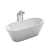 Home Deluxe - freistehende Badewanne - Design Badewanne freistehend Rondo weiß - Maße: ca. 170 x 80 x 58 cm - Füllmenge: 204 Liter I Spa, 2 Personen, Indoor J