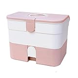 Erste hilfe set Erste-Hilfe-Kit, Container mit Griff und abnehmbarer Tablett, Fallaufbewahrungsbox, Familien-Erste-Hilfe-Medizin (Color : Pink)