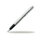 LAMY studio Tintenroller 365 - Rollpen aus Edelstahl strichmattiert in der Farbe Silber mit Griffstück aus Edelharz und propellerförmigem Clip – Tintenroller-Mine M 63 schwarz – Strichbreite M