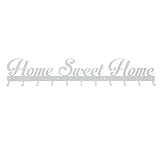 decorwelt Garderobenhaken Home Sweet Home Weiß 80 cm Breit XXL 11 Haken Hakenleiste Schlüsselbrett Innentür Modern Kleiderhaken Zum Schrauben Edelstahl Wandmontage Garderob