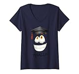 Damen Finally Comic Face Master Bachelor Absolvent Student Uni T-Shirt mit V