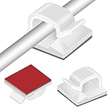 Popuppe 150 Stücke Selbstklebende Kabelklemmen Kabelbinder Halter Stark Kabelclips Kunststoff Kabelmanagement Büro Zubehör für Haus Auto Garten Kabel Management(weiß)