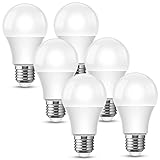 E27 LED Warmweiss, JandCase 13W Glühbirne E27 A60, Ersetzt 100W Glühlampe, 3000K Warmweiß, 1200 Lumen, Edison Schraube, E27 LED Lampe, Energiesparlampe, Kein Flackern, Nicht Dimmbar, 6er-Pack