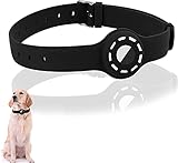 Yiomxhi Hundehalsband Silicon für AirTag, Halsband Hund 26-49cm Verstellbar Halsbänder, Halsung für Mittelgroße Große Hunde Geeignet, Laufen im Freien trainieren, Pet Finder Schutzhülle,Schw