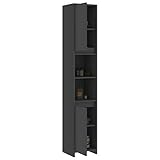 Susany Badezimmerschrank Badschrank Schrank aus Spanplatte,Stauraumschrank Wooden Bathroom Cupboard Bathroom Cabinet 30 x 30 x 183,5 cm Mit 6 Fächer und 2 Tü