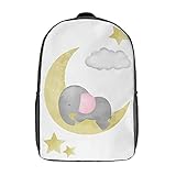 Elephants Moon Watercolor0317 Zoll Schulrucksack Business Notebook Rucksack Jungen Mädchen Wanderrucksack Canvas Rucksack