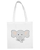 Jutebeutel Elefant- STAMM- Tier- Afrika- Cartoon- NIEDLICH- Ohren- Dumbo- Comic- GRAU Baumwolltasche Eink