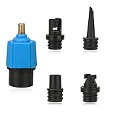 MTMY Sup Ventil Adapter mit 4 Gasdüse, Pumpe SUP Zubehör, Aufblasbarer Adapter - SUP Kompressor Adapter für Inflatable Paddle Boards, Schlauchboote Stand-up Paddle Board, Aufblasbarer Bett (blau)