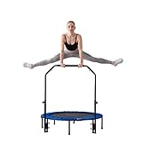 Zenph Fitness-Trampolin Ø 122cm, Faltbar Trampolin 3 höhenverstellbarer Haltegriff, Indoor/Outdoor Cardio Sport für Kinder und Erwachsene, Maximale Belastung Beträgt 150 kg, Mute Umw