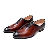 Herren Kleid Schuhe mit echtem Leder Casual Formal Business Wingtip Schnürschuhe Oxford Formelle Schuhe, Rotbraun, 41.5 EU