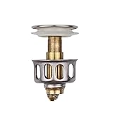Waschbecken Bounce Drain Filter Universal Edelstahl Push-Type Bounce Core Undichter Stopfen Zubehör Küche Bodenablauf Tool-01, D