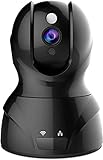 Überwachungskamera WiFi - HD WLAN IP Kamera mit 350°/100°Schwenkbar,Home und Baby Monitor mit Bewegungserkennung, Zwei-Wege-Audio, Nachtsicht, unterstützt Fernalarm und Mobile App Kontrolle,Schw