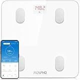 RENPHO Körperfettwaage, Bluetooth Personenwaage mit App, Smart Digitale Waage für Körperfett, BMI, Gewicht, Muskelmasse, Wasser, Protein, BMR, Weiß