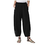 Xmiral Damen Jogginghose Elastische Taille Trainingshose Lounge Bequeme Hoch Taillierte Workout Haremshose Mit Taschen (Schwarz, 3XL)