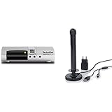 TechniSat EUROTECH T2 IR - DVB-T2-Receiver, Silber & CSL - aktive DVB-T2 HD Antenne 25 dBi - Digitale HDTV-Stabantenne Zimmerantenne Verstärkerantenne - 4 m Kabel USB und Koaxialsteck