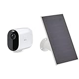 Arlo Essential XL Spotlight Überwachungskamera mit Licht und Solar Panel Ladegerät, Aussen / Outdoor WLAN Kamera, Kabellos, 12 Monate Akkulaufzeit, Wetterfest, Nachtsicht, 2-Wege-Audio, Ton, weiß