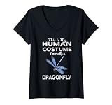 Damen Dies ist mein menschliches Kostüm Kawaii Tier Libelle T-Shirt mit V