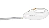 Tefal 8523.31 Elektrisches Messer | 100 Watt | Edelstahlkling | geeignet für Tiefkühl-Gut | weiß/greig