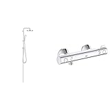 GROHE Tempesta System 210 | Brause- & Duschsystem - chrom | 26381001 & Grohtherm 800 | Thermostat-Brausebatterie, mit integrierter Mischwasserabsperrung u. Sicherheitssperre bei 38°C |