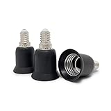 CROWN LED 3x Lampensockel Adapter Konverter schwarz - E14 Fassung auf E27 Sockel Lampenadapter - Lampensockeladapter für LED Halogen Energiespar Lamp