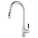 Solepearl Ausziehbar Küchenarmatur mit 360° schwenkbar, Wasserhahn Küche mit Hohe Bogenauslauf, Spültischarmatur aus Messing Armatur Einhandmischer für Küchen Spüle Spültischarmatur C