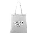 OwnDesigner Stoffbeutel mit hakuna matata Spruch/verschiedene Sprüche/lange Henkel/Rucksack/Turnbeutel (95-A900-Weiß)