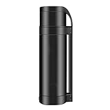 Thermosbecher Tragbare Reise-Tasse im Freien □ Leckfest + Packable Heiß- und kalte Thermoskörper □ Doppelwand-Vakuum-isoliertes Tumbler for Kaffee, Tee & Getränke Thermosflasche (Color : Black)