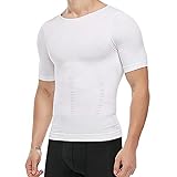 Chagoo Secondskin Herren Shaper Cooling T-Shirt, Herren Body Shaper Slimming Shirt, Shaper Slimming Compression T-Shirt, für Sport- und Fitnesslauf (White, XXL)